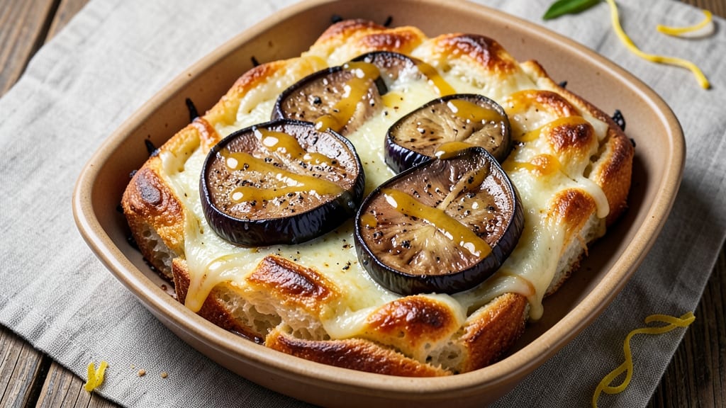Aubergine and Kitchen Cheese Bread Recipe: Roasted Eggplant Twist With Melty Cheese Layers