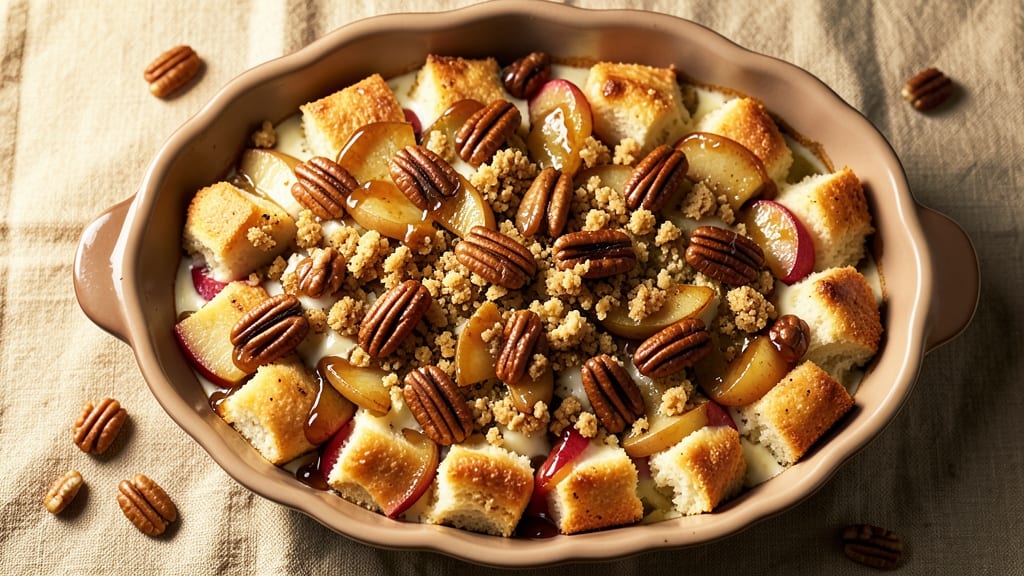 Apple Pecan Bread Pudding Recipe: Warm Spiced Swirls and Crunchy Nut Topping