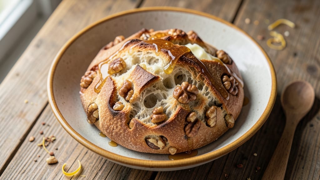 Artisan Bread Recipe With Inclusions: Warm Honeyed Walnut Swirls Locked in Crust