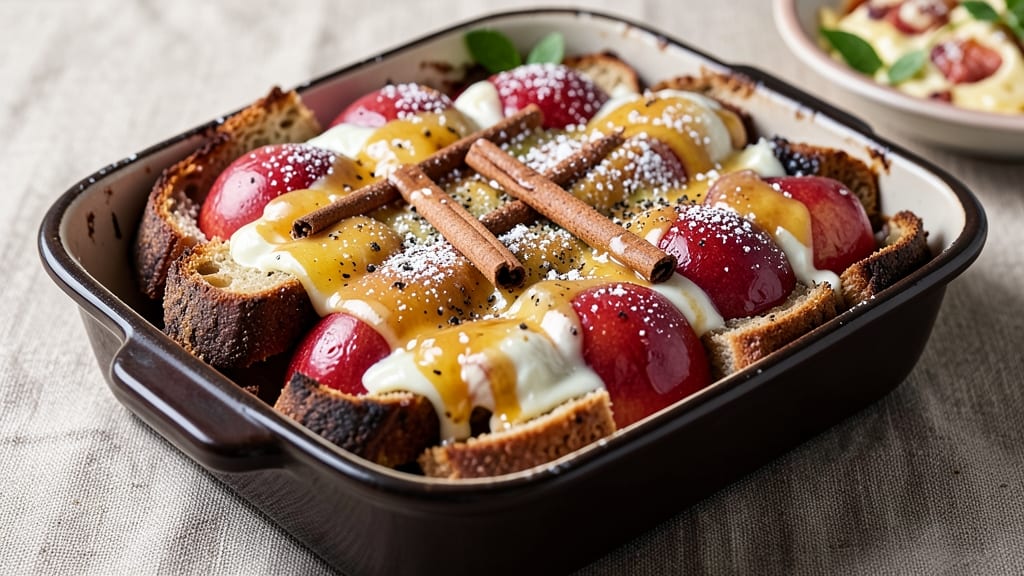 Apple and Rye Bread Pudding Recipe: Spiced Apple Cider and Toasty Rye Crunch